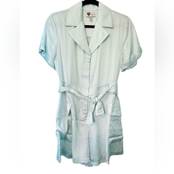 LITA by CIARA NWOT Viscose Belted Romper Pockets Icy Turquoise SMALL - Picture 1 of 6